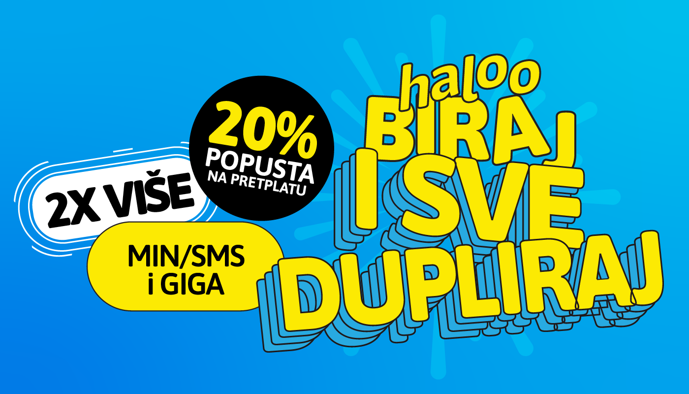20% POPUSTA + 2x više MIN/SMS/GB
